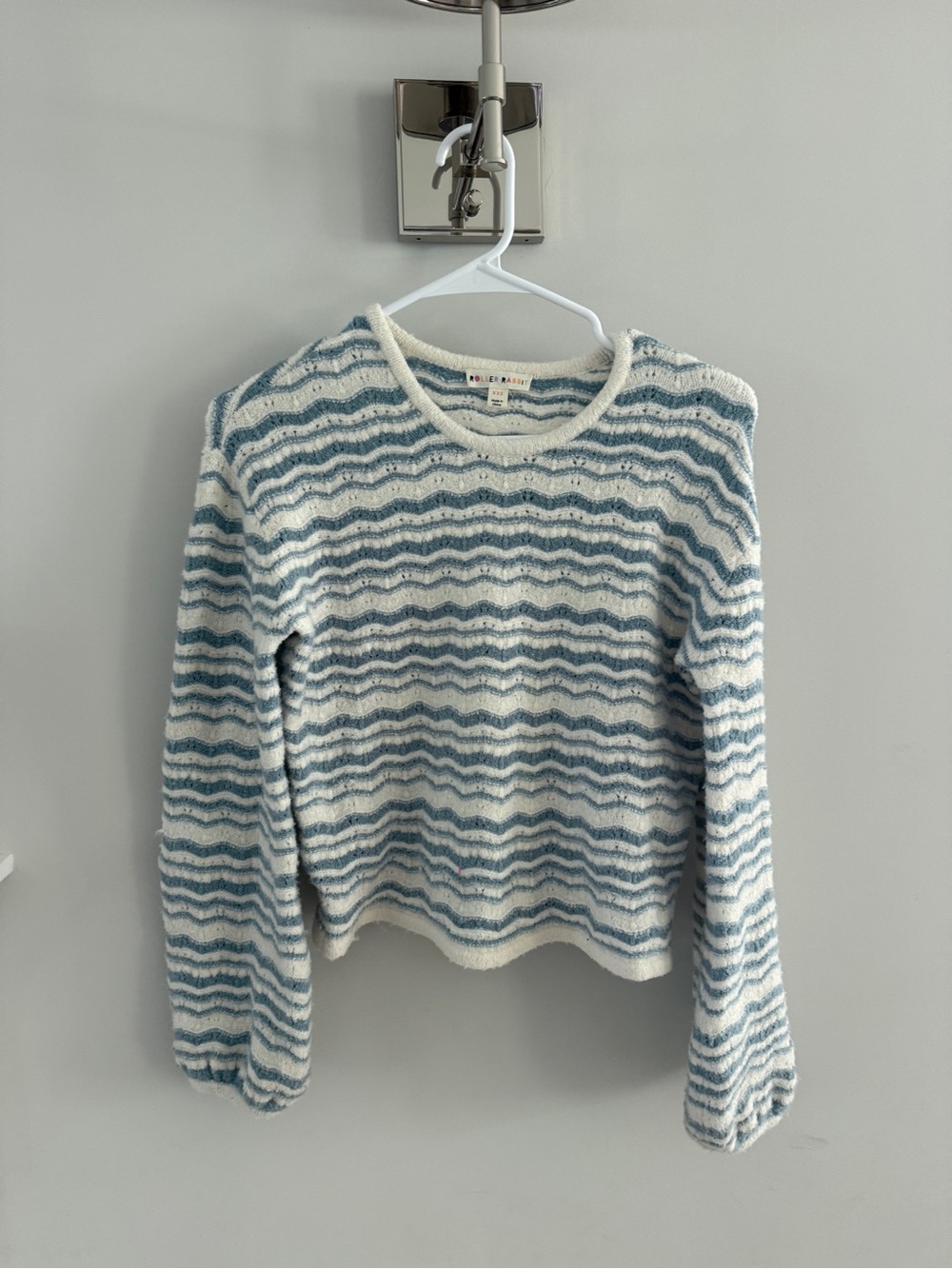 Roller Rabbit Blue & White Wavy Stripe Knit Sweater